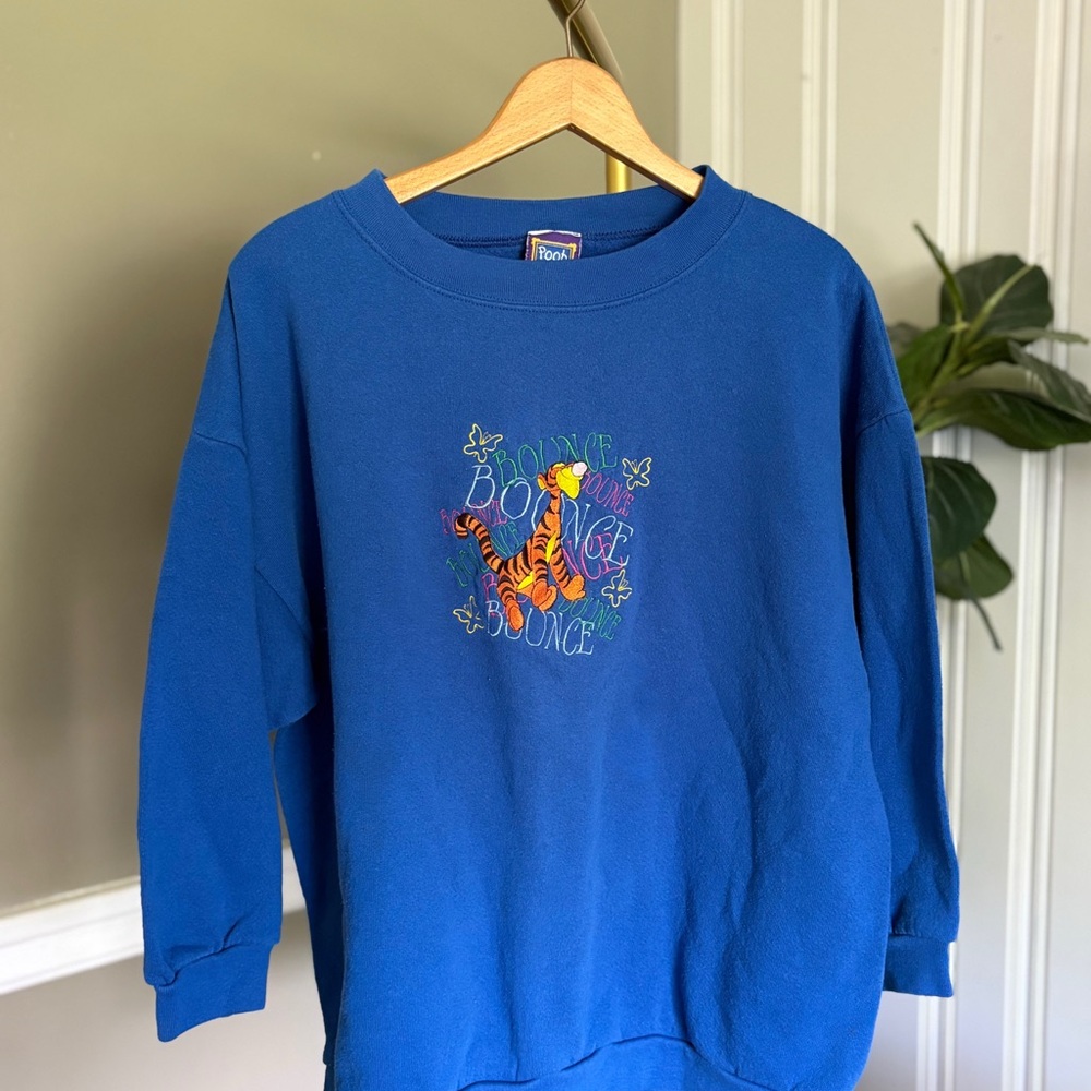 Vintage 90s Disney Winnie The Pooh Tigger Crewneck Sweatshirt Blue Size XL 18W